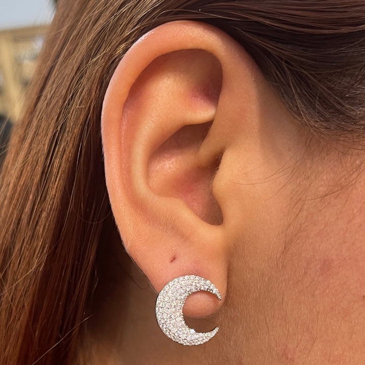 Aretes de acero Plateada Luna 🌙