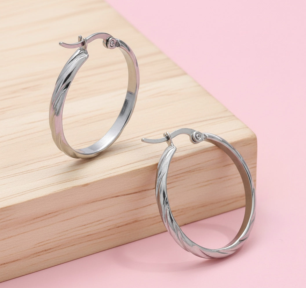 Argollas Océano 30MM Plateado Acero