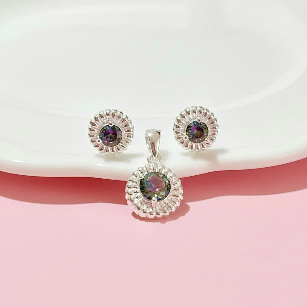 Juego Plata Circulo  Decorado Topacio 🤹‍♀️