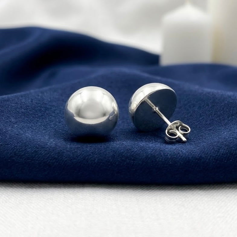 Aretes Plata 🍉Media Bola 12MM