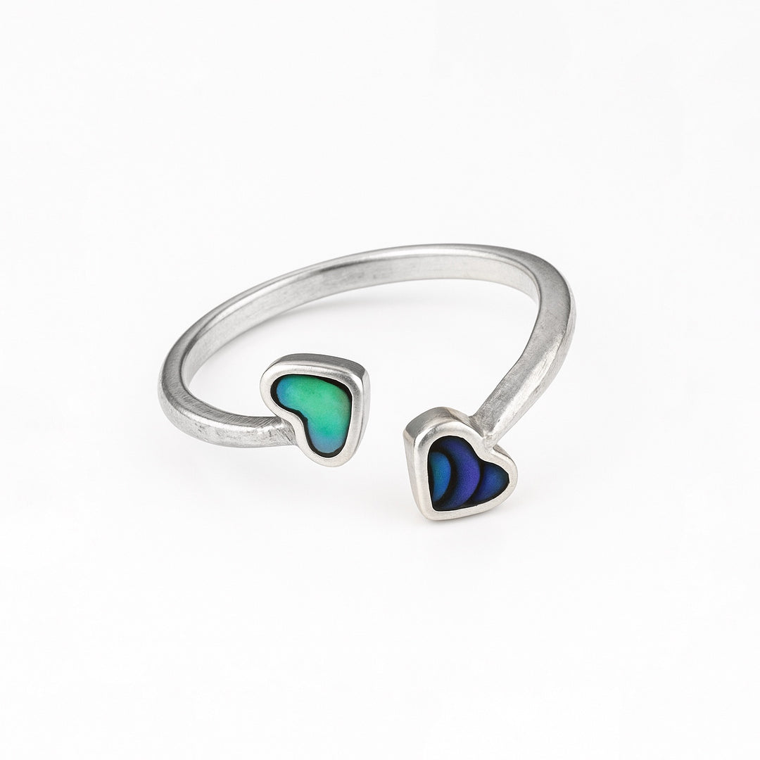 Anillo de Plata Doble Corazón Abulón