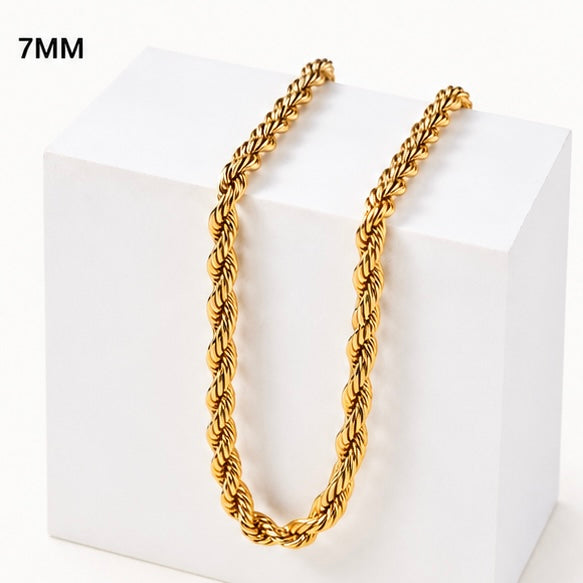 Cadena Acero 7MM Mecate 60CM Dorada