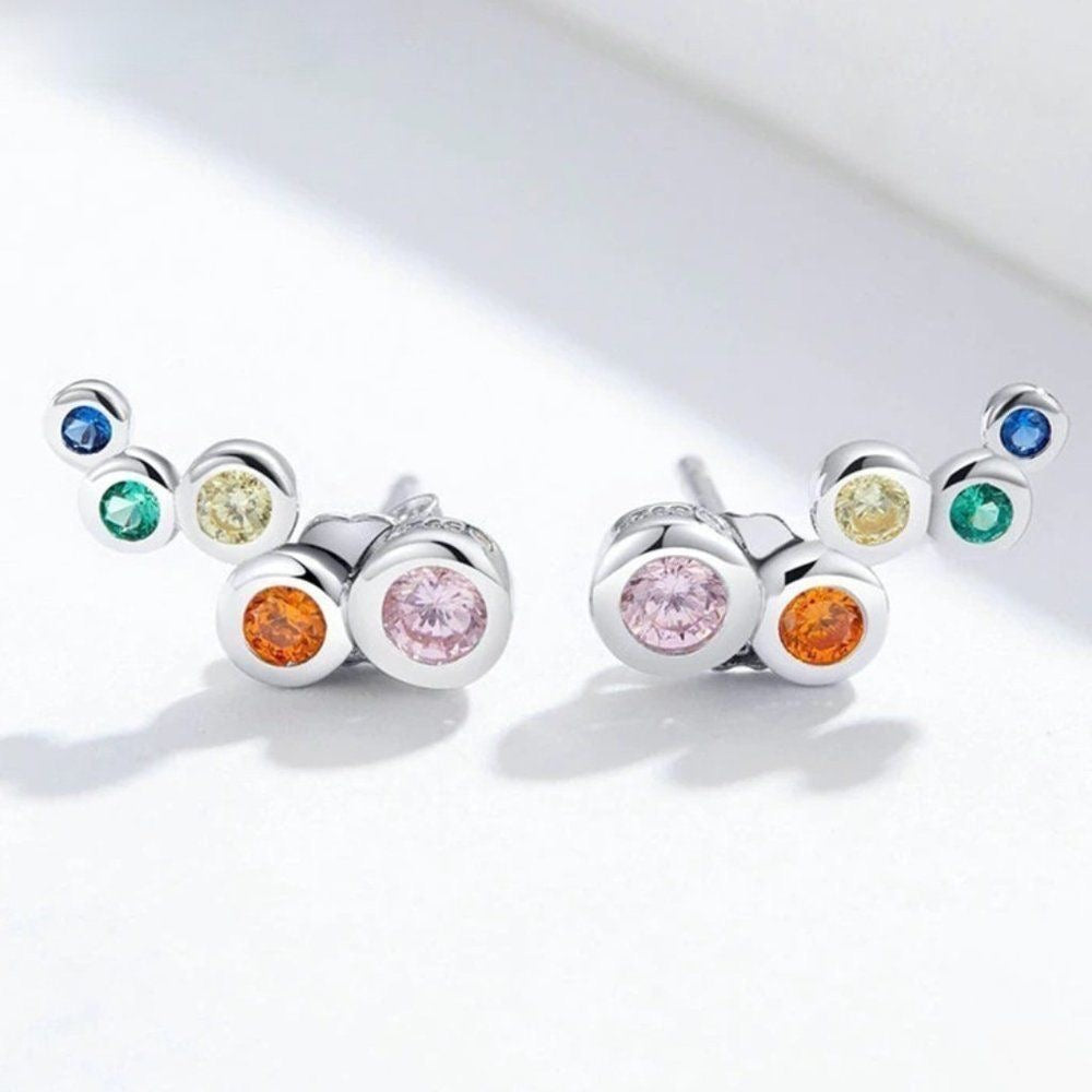Aretes de Plata Trepadores Colores