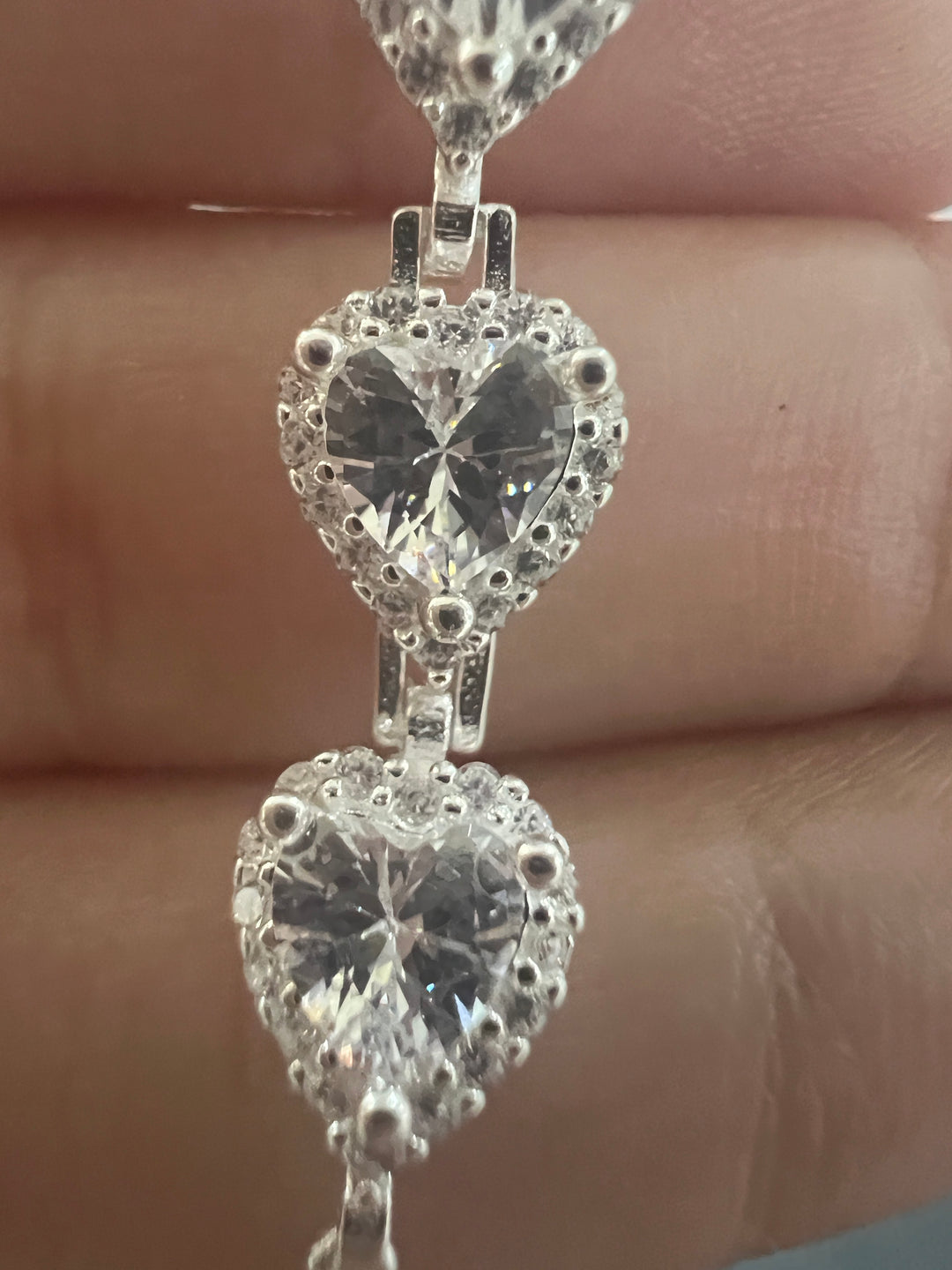 Pulsera Plata Triple Corazón