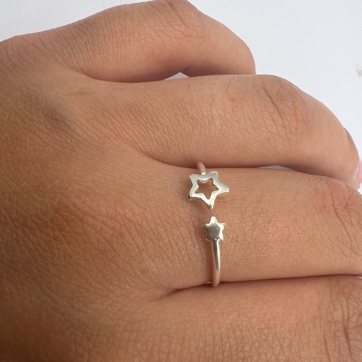 Anillo de Plata Estrellas ajustable