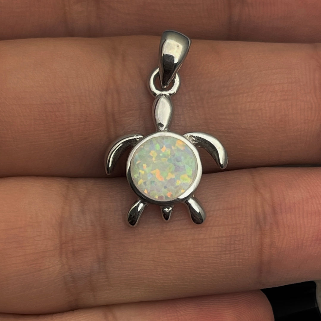 Dije de Plata Tortuga Ópalo Blanco