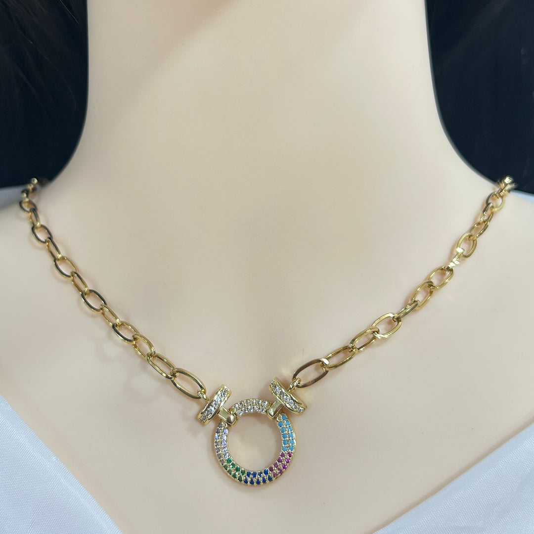 Collar y Pulsera Círculo Colores 🟠 Dorado