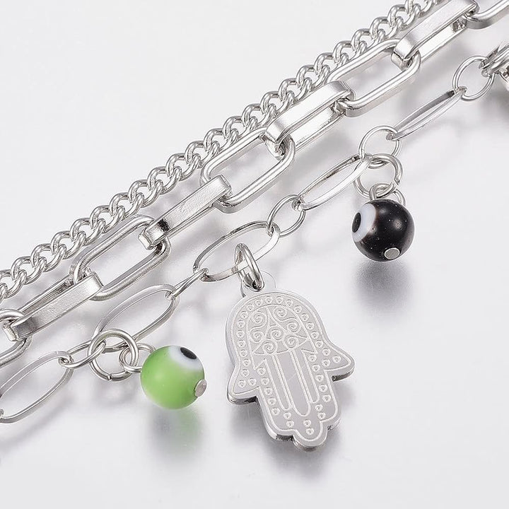 Pulsera Acero Ojo turco Trébol