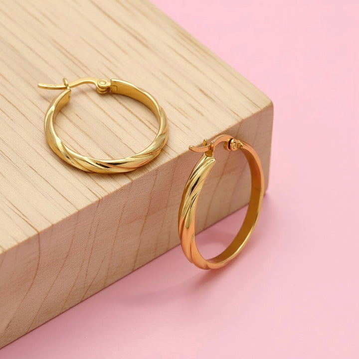 Argollas Olas 25MM Dorada Acero