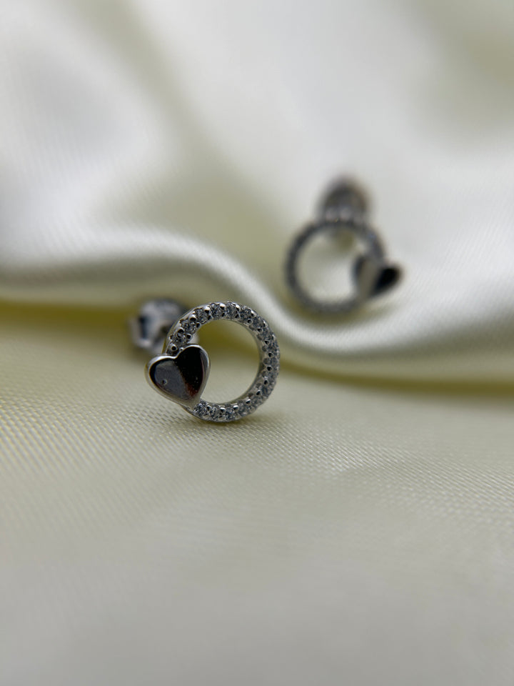 Aretes Plata Circulo Amor