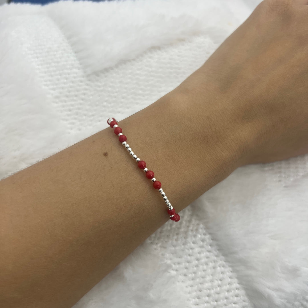 Pulsera Coral Plata 🔴