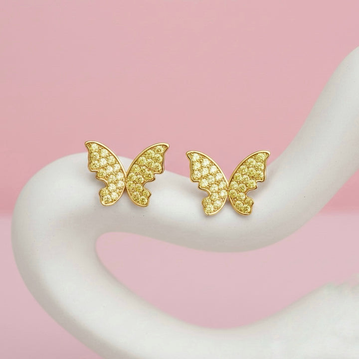 Aretes de Acero Dorado Mariposa Grande 🦋