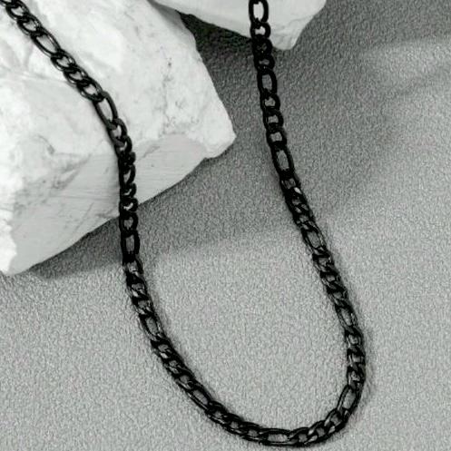 Cadena Acero 3MM Figaro Black 50CM