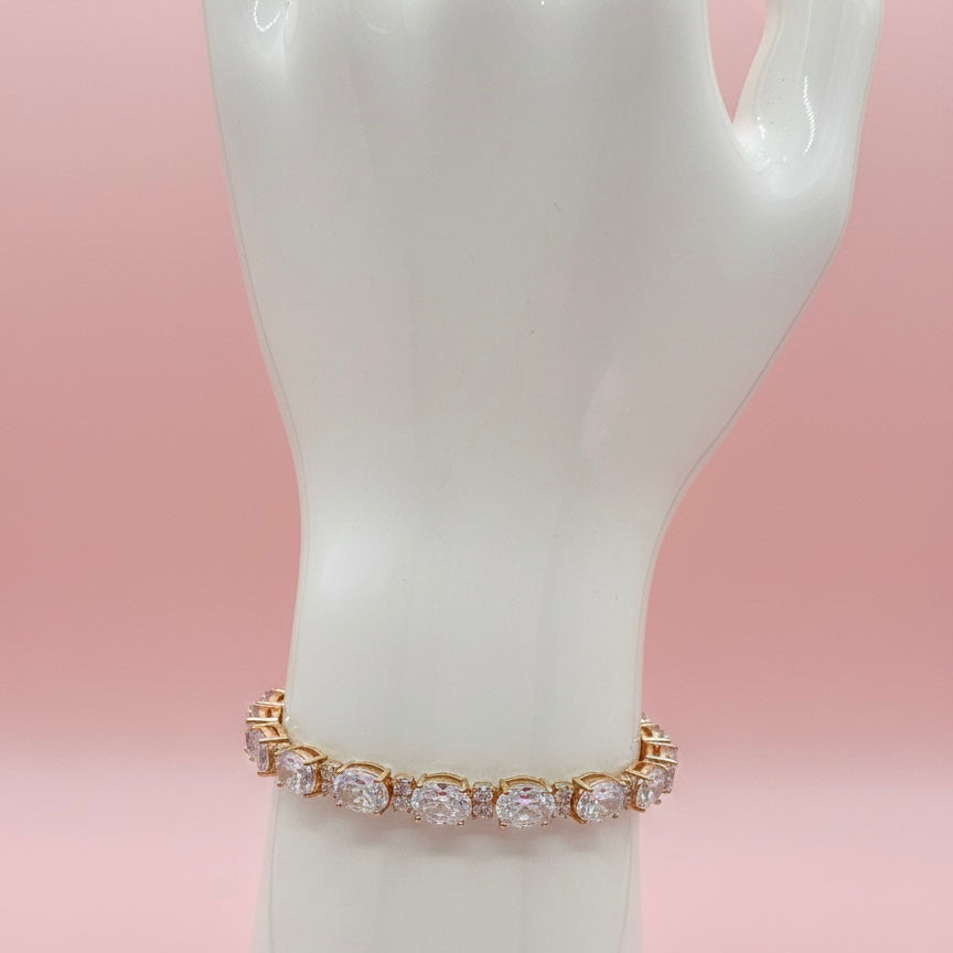 Pulsera Acero Circonias Brillantes Dorado