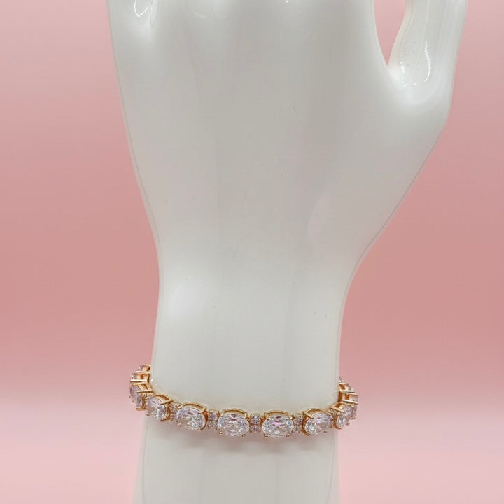 Pulsera Acero Circonias Brillantes Dorado