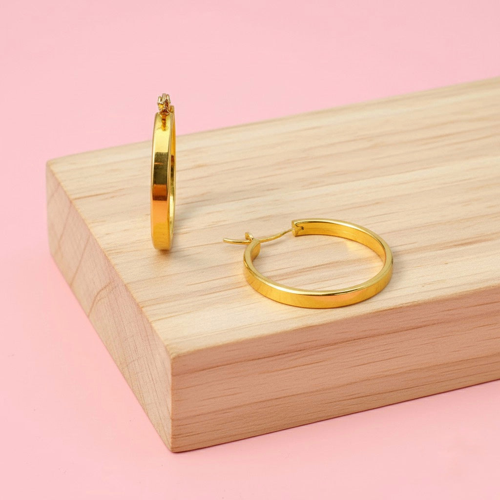 Argollas Nube 25MM Dorada Acero