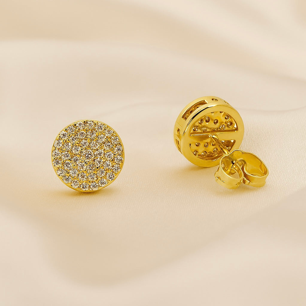 Aretes de Acero Vuelta Dorada