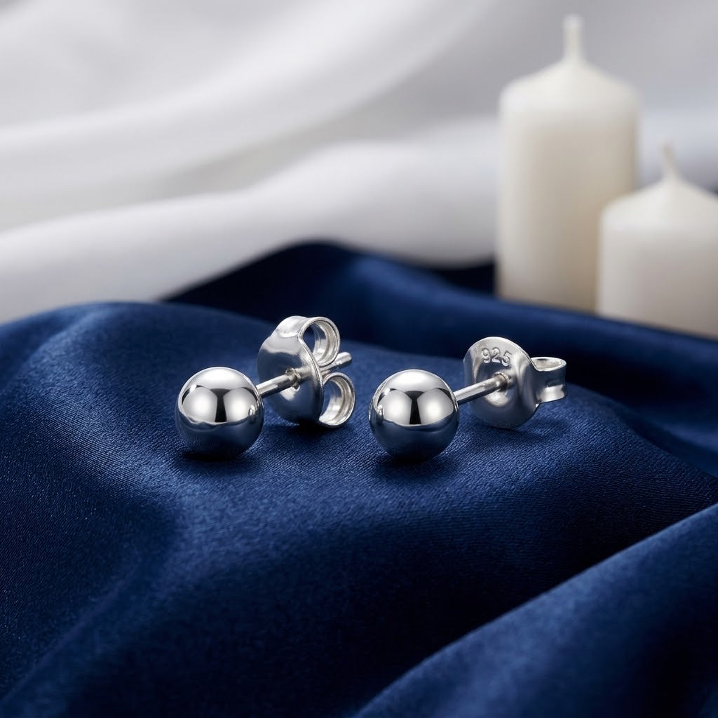 Aretes de Plata Bola 6MM