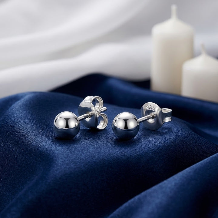 Aretes de Plata Bola 6MM