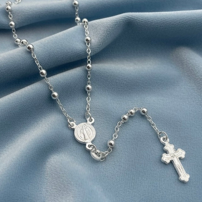 Rosario de Plata San Benito 3mm