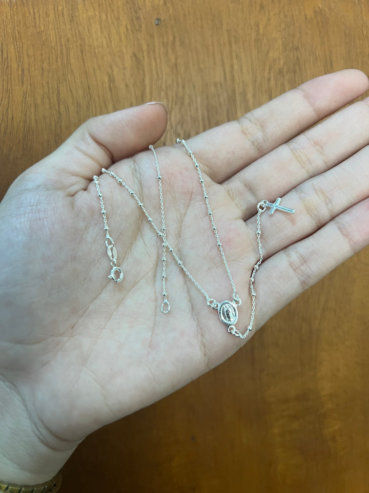 Rosario de Plata Virgen Guadalupe 1.8mm