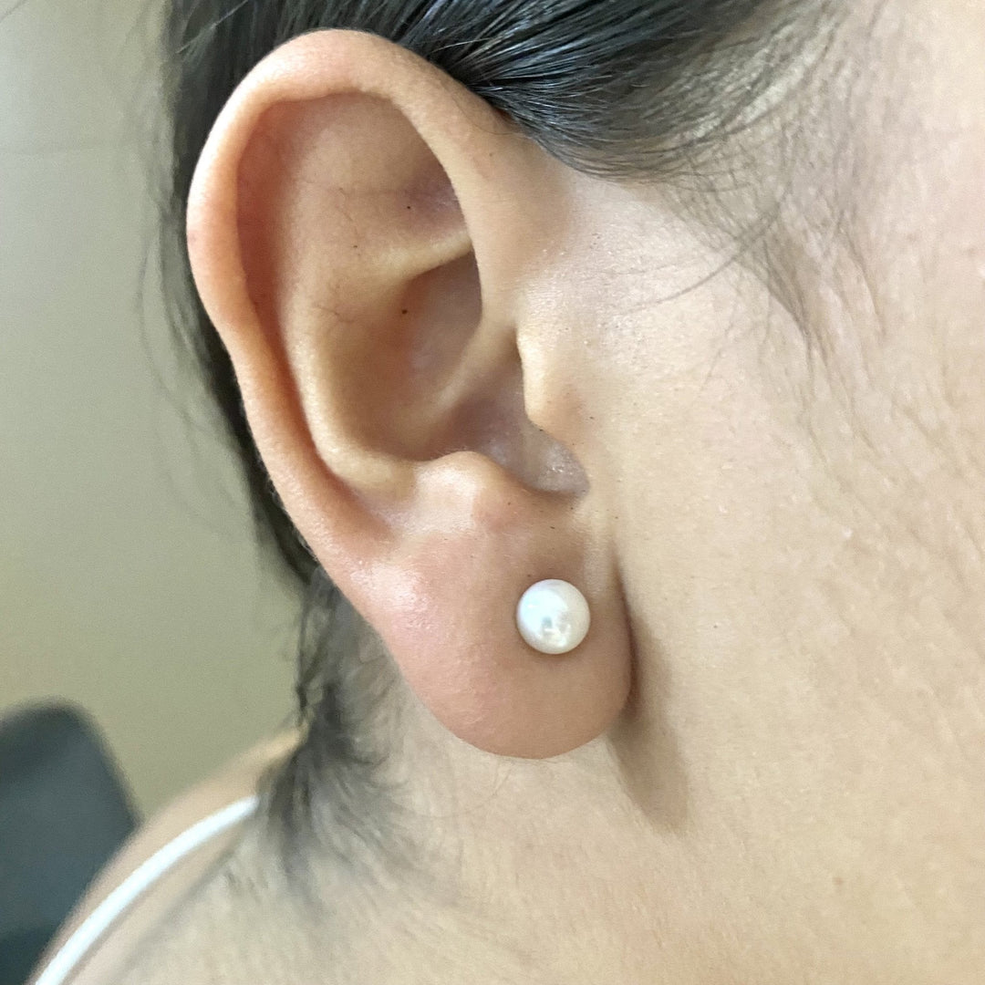 Aretes Acero 6MM Perlas