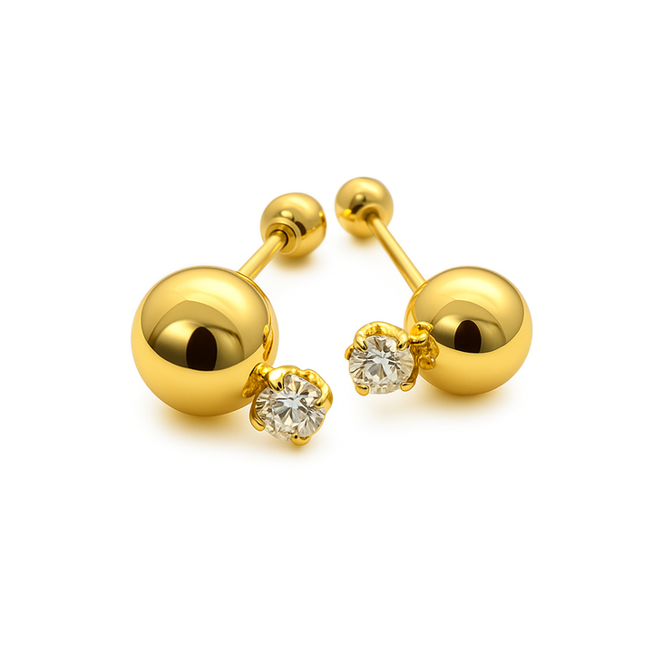 Aretes de Oro 10k Bola Circonia 6MM