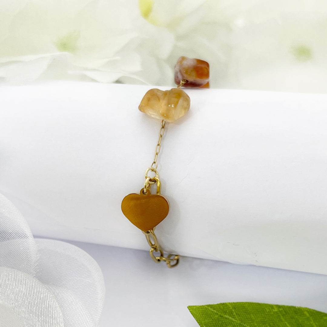 Tobillera Acero Piedra Ámbar ❤️