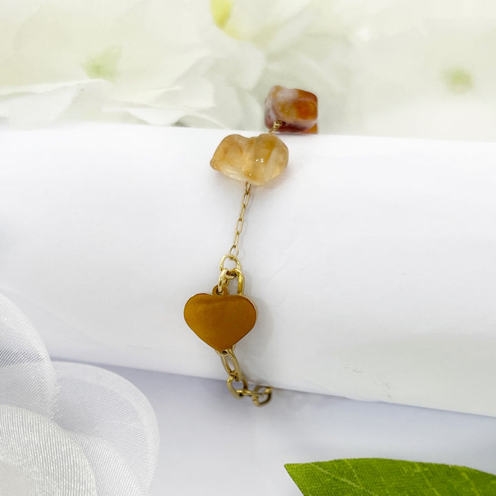 Tobillera Acero Piedra Ámbar ❤️