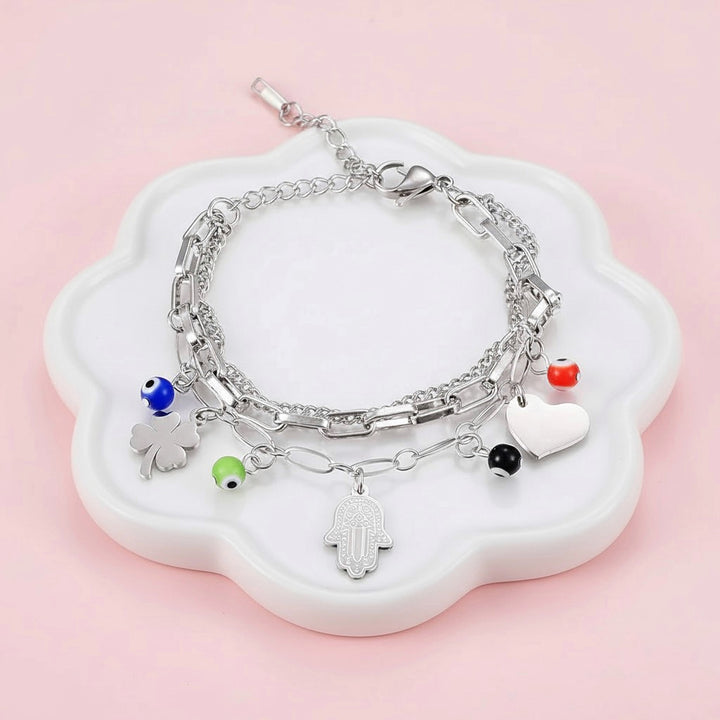 Pulsera Acero Ojo turco Trébol