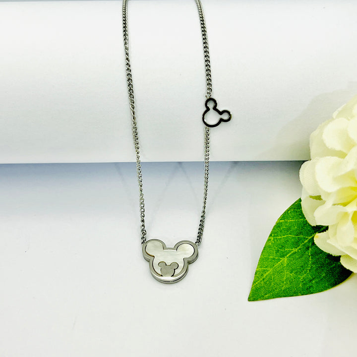Gargantilla de Acero Mickey Plateado