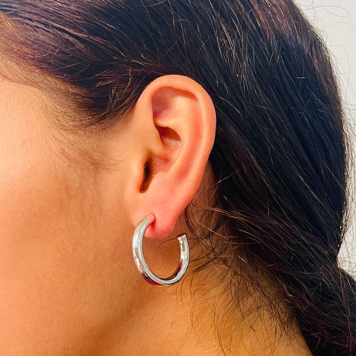 Aretes Acero Brillantes Plateados✨ 30 MM