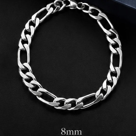 Pulsera Acero Figaro Plateada 8MM