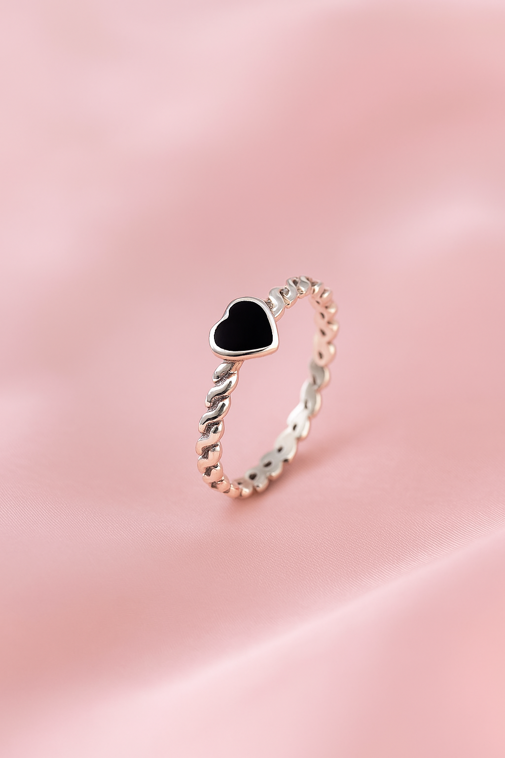 Anillo de Plata Corazón Ónix🖤