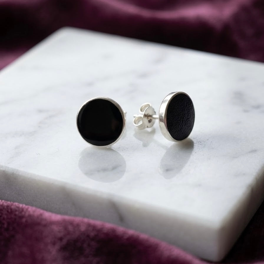 Aretes Ónix Plata 10MM