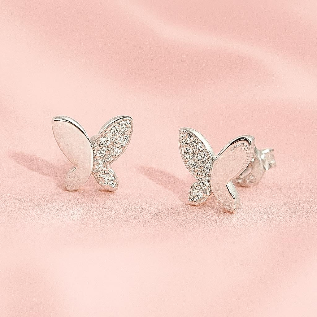 Aretes de Plata Mariposa 7MM