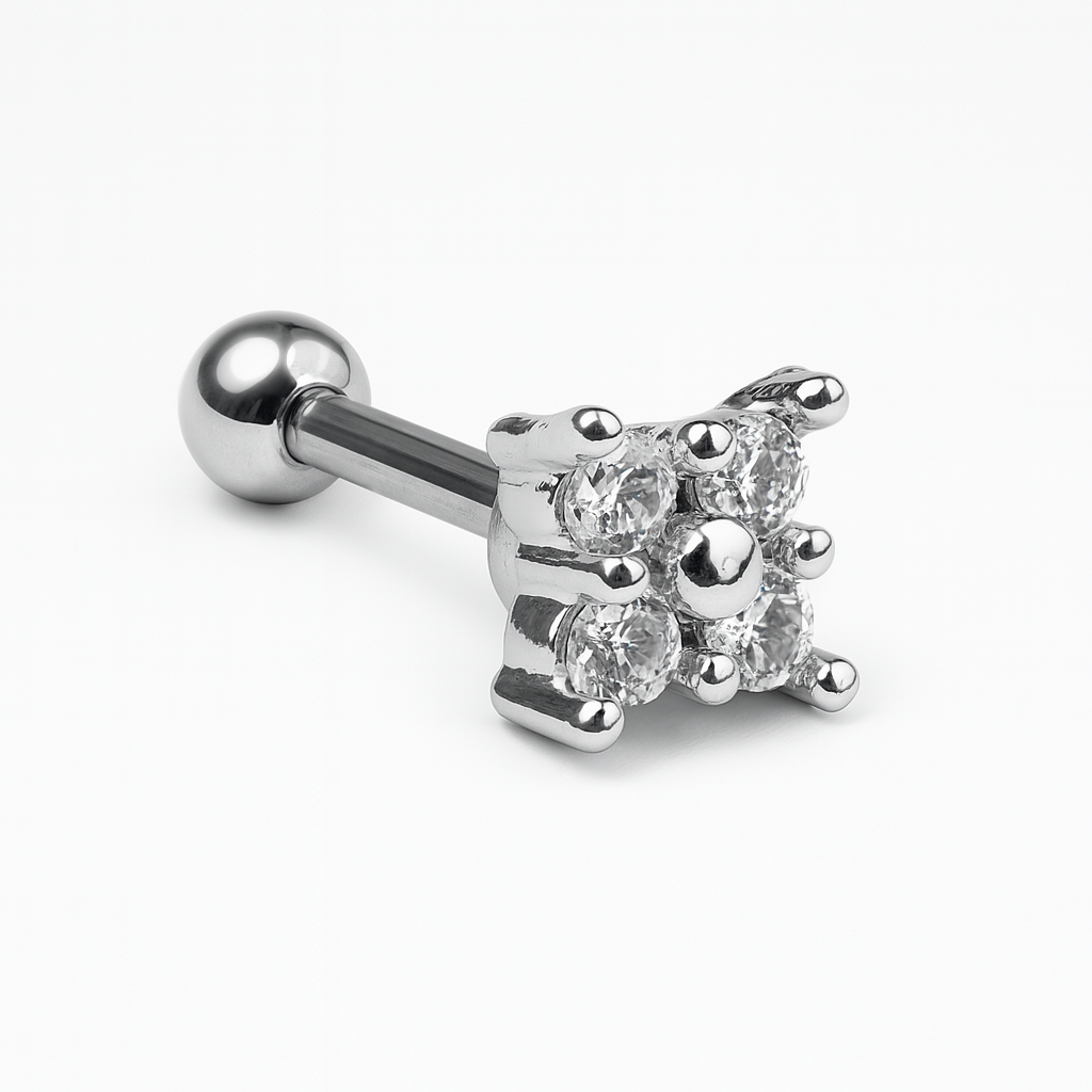 Arete Quirúrgico 🌺 Flor Plateado