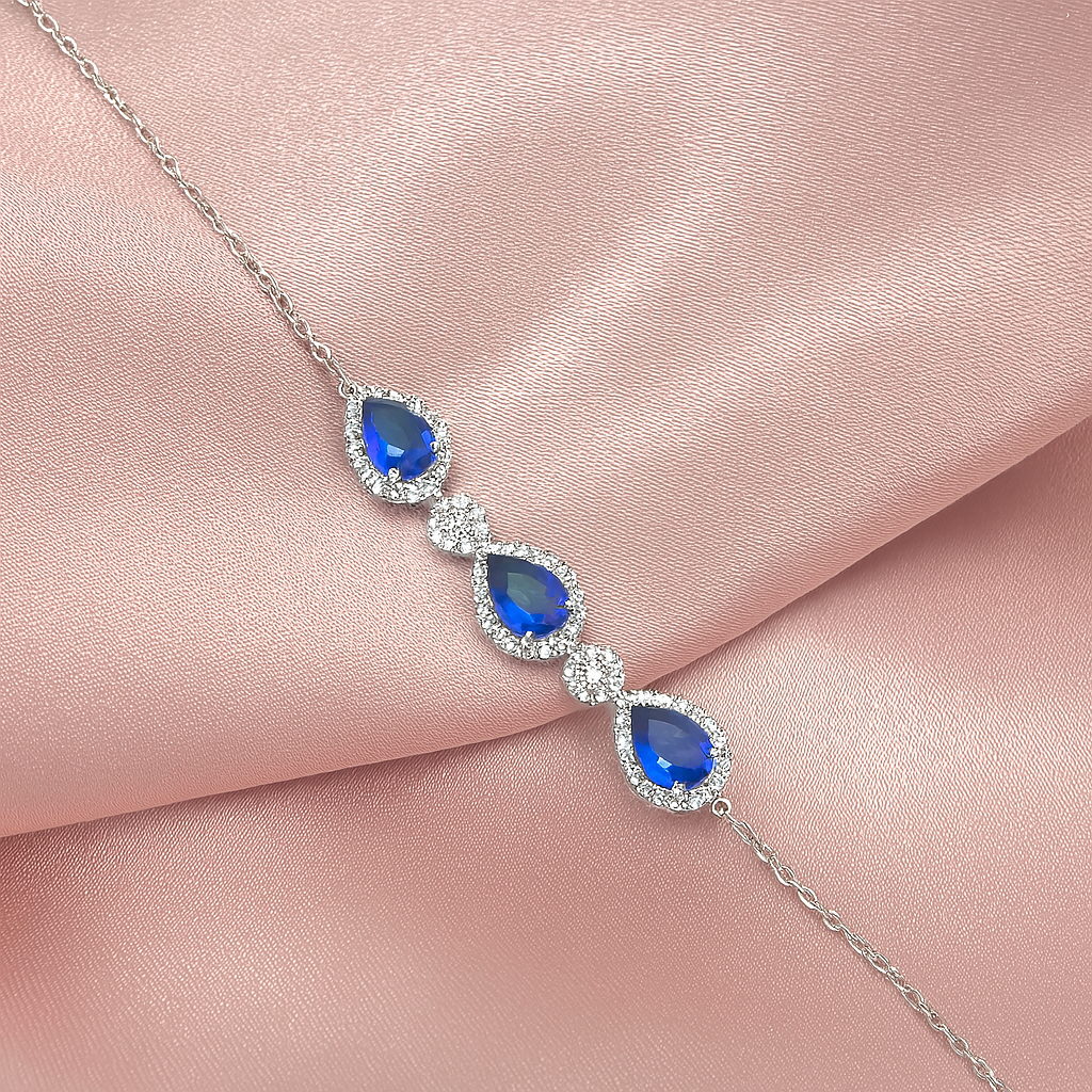 Pulsera Gota💧Azul Plata 925