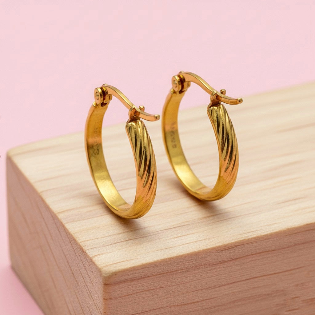 Argollas Océano 15MM Dorada Acero