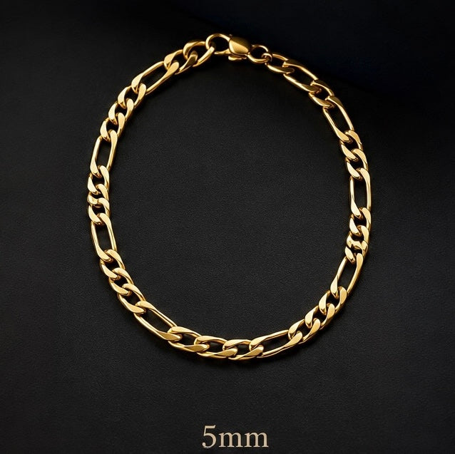 Pulsera Acero Figaro Dorada 5MM
