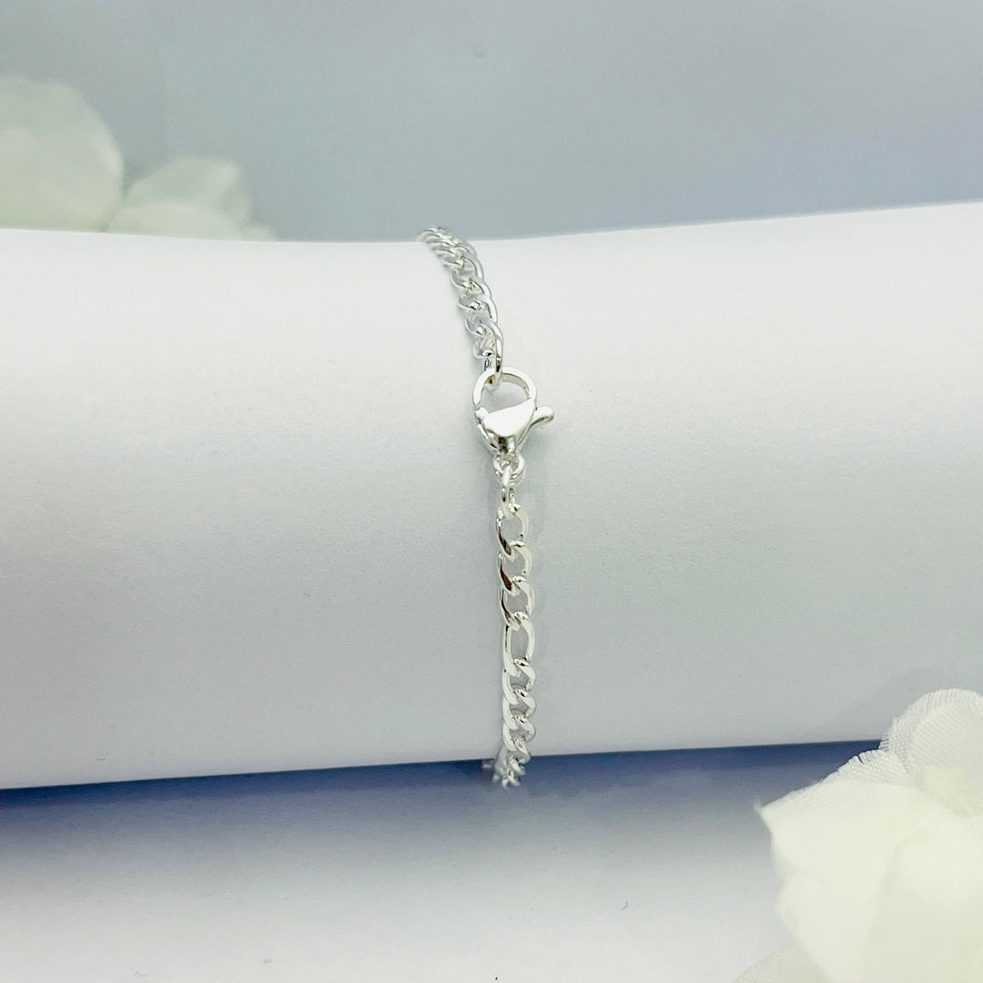 Pulsera Acero Blanca Fígaro Niño y Niña