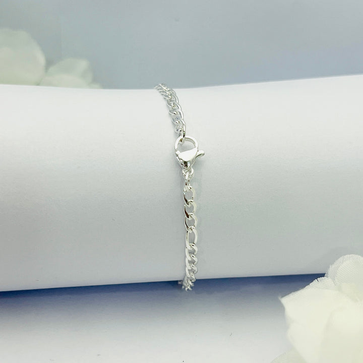 Pulsera Acero Blanca Fígaro Niño y Niña