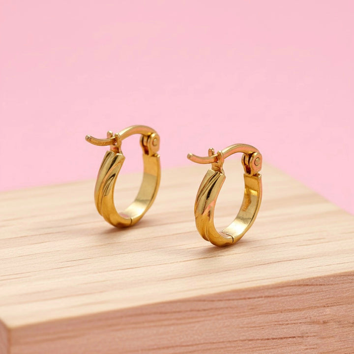 Argollas Olas 10MM Dorada Acero