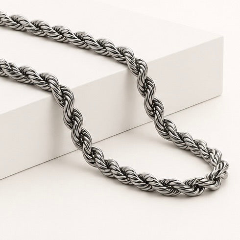 Cadena Acero 6MM Mecate 60CM Plateada
