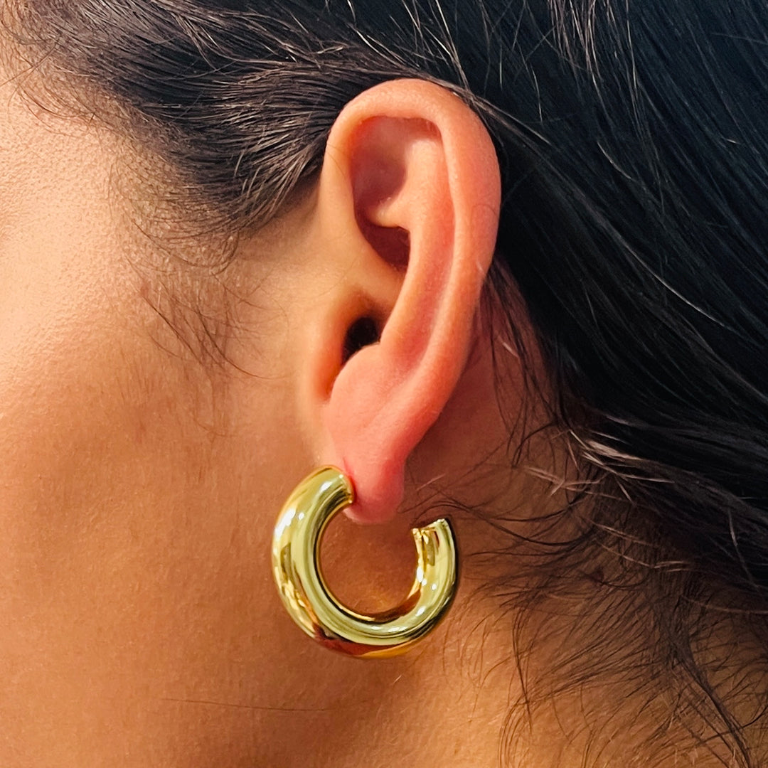 Aretes Acero Media Luna Dorada🌜30MM