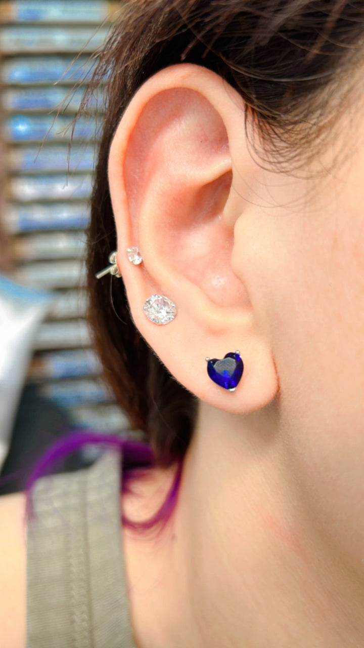 Aretes Plata Corazón Azul