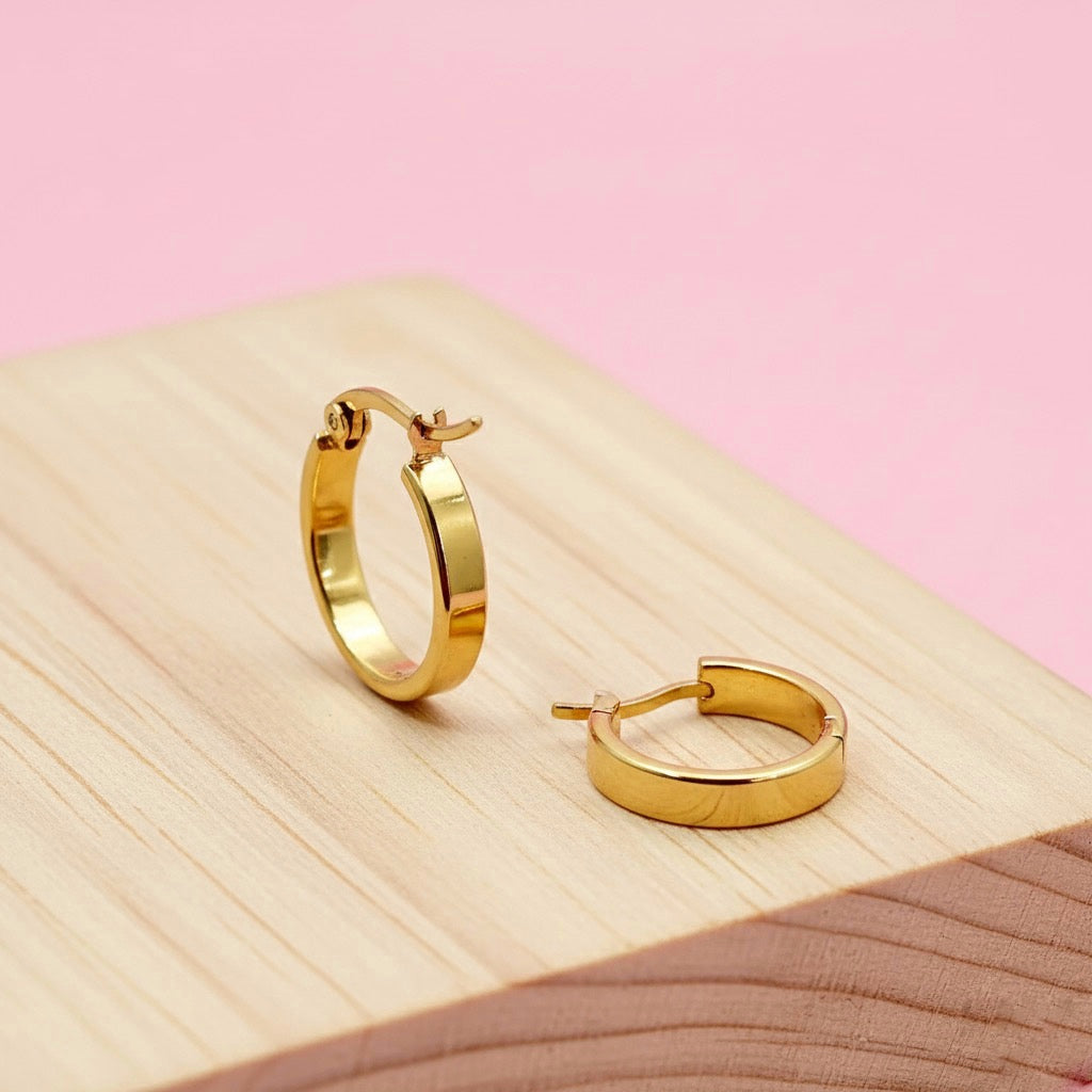 Argollas Nube 15MM Dorada Acero