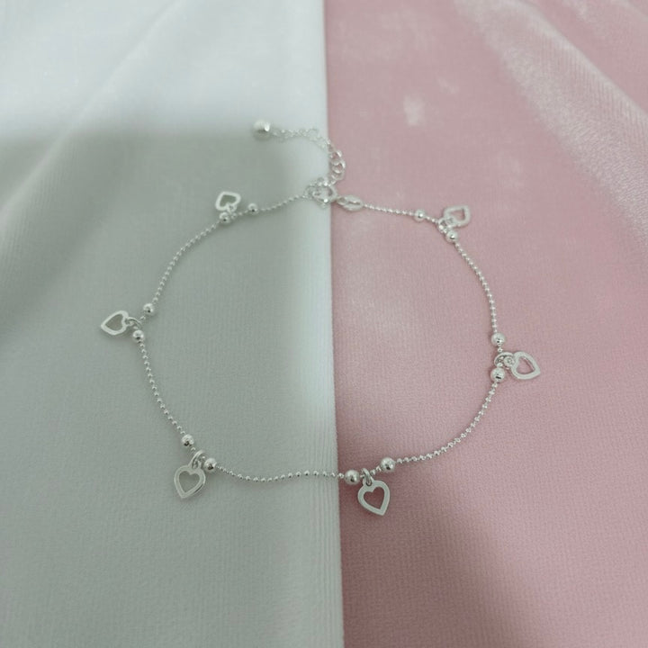 Pulsera Plata Corazones