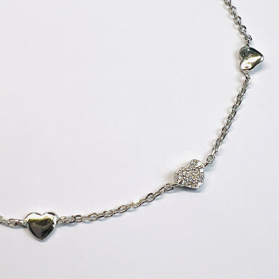 Pulsera Plata de Corazoncitos