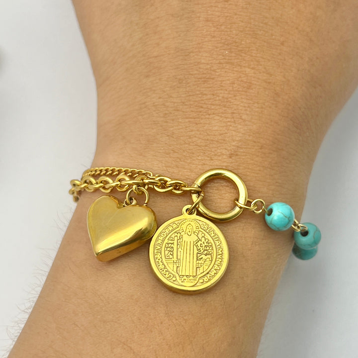 Pulsera Acero San Benito Corazón